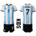 Argentina Rodrigo de Paul #7 Barnkläder Hemma matchtröja till baby VM 2022 Kortärmad (+ Korta byxor) Billigt